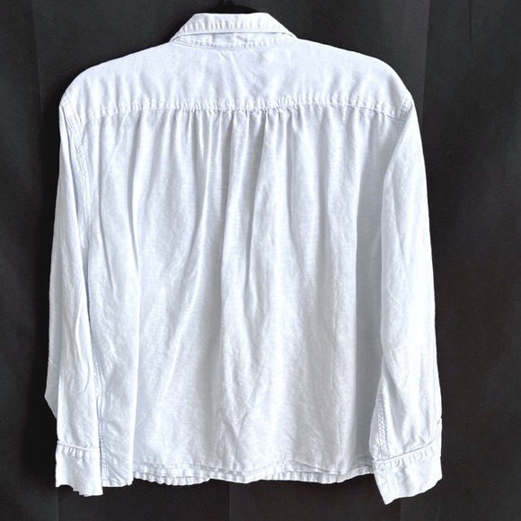 J.Crew S Womens White Linen Cotton Pajama Set Long Sleeve Top Shorts - Picture 4 of 10
